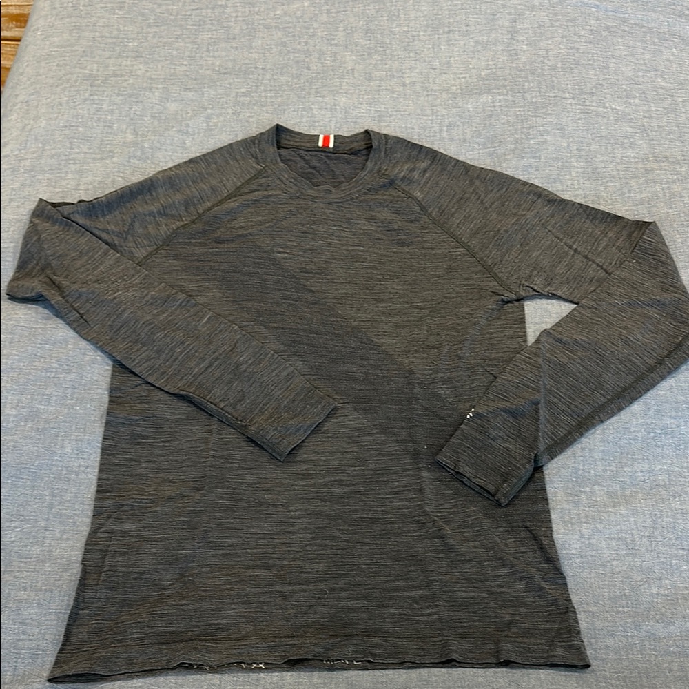 Two Tracksmith Shirts Long Sleeve Crew Neck Sweatshirt T-Shirt Blue Merino Wool